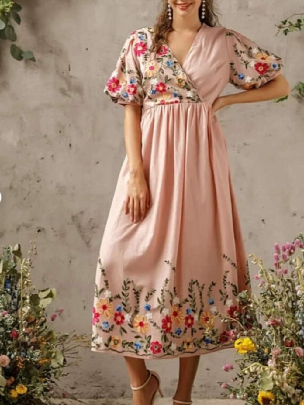 Pink Embroidered dress M